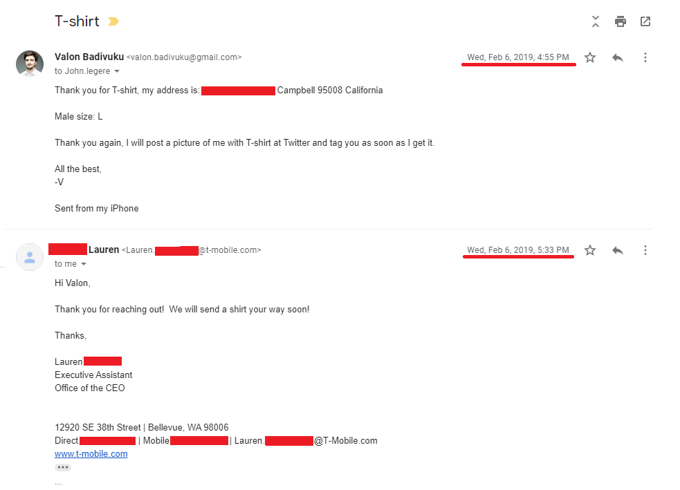 And how I got free T-Shirt from T-Mobile CEO?